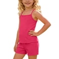 thumbnail image 5 of Amidoa Girls Summer 2 Piece Outfits Cute Solid Color Tank Top and Casual Shorts Kids Clothing Set Hot Hot Pink Size 5T, 5 of 9