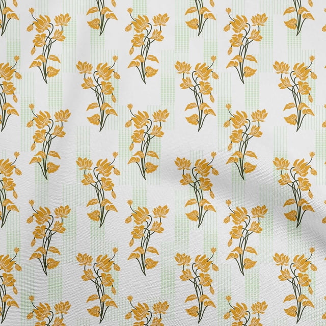 oneOone Georgette Viscose Orange Fabric Asian Block Dress Material Fabric Print Fabric By The Yard 42 Inch Wide