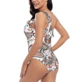 thumbnail image 4 of Rateoe Paisley Floral Pattern Women One Piece Swimsuits Tummy Control One Shoulder Bathing Suits Ruffle Swimwear-Small, 4 of 6
