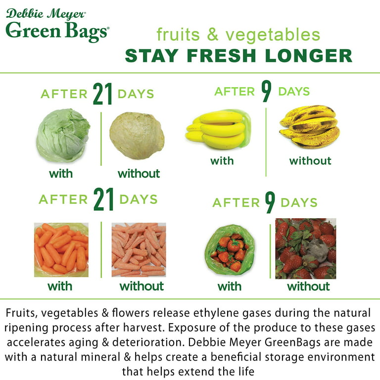 Debbie Meyer GreenBags Freshness-Preserving Food/Flower Storage Bags  (Various Sizes, 20-Pack) 