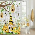 thumbnail image 4 of Fabric Shower Curtain, Bee Gnome Honey Honeycomb Sunflowers Grass Tree Wood Grain Shower Curtains with 12 Hooks Waterproof Machine Washable Bath Curtains for Bathroom, 48x 72in, 4 of 6