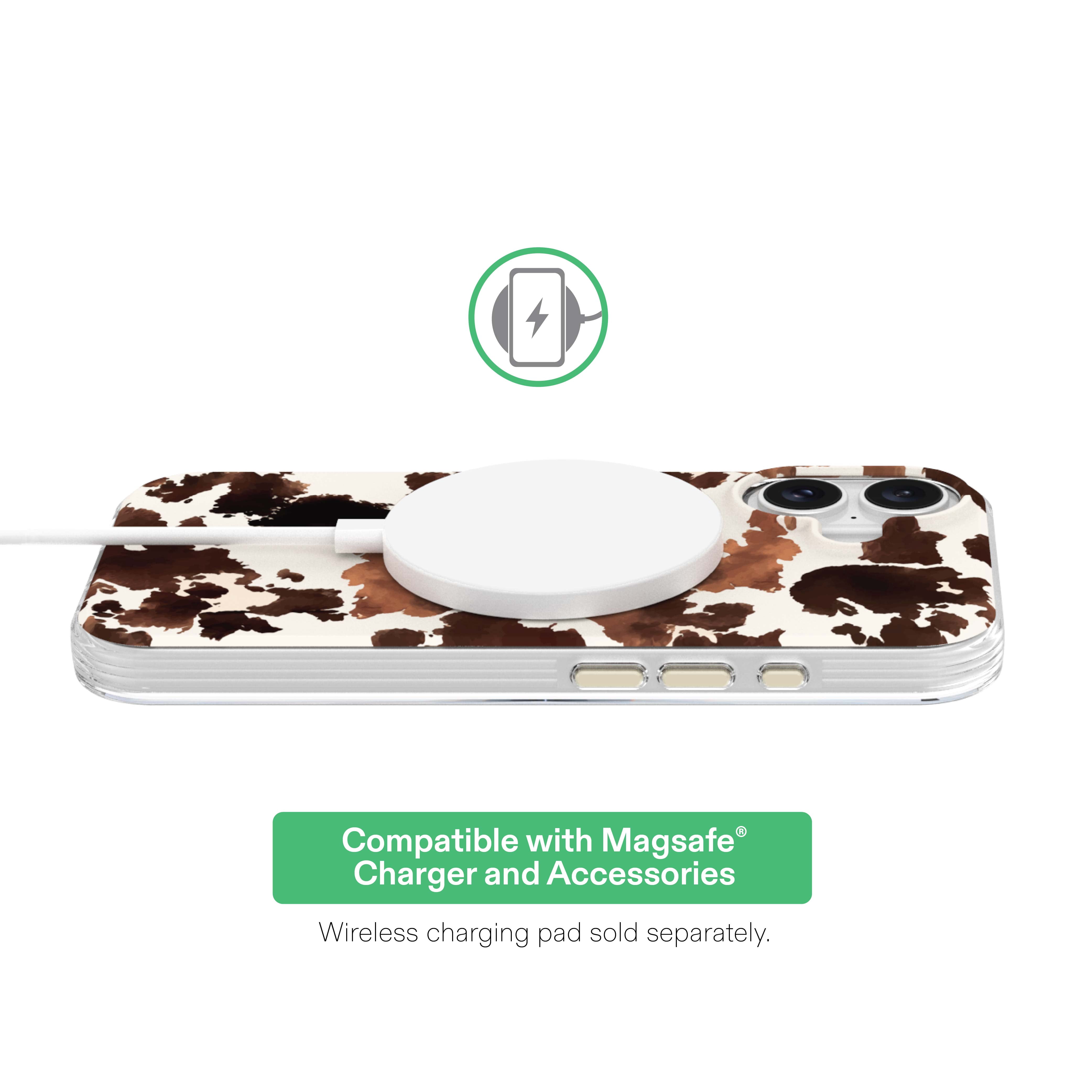 onn Phone Case for iPhone 17, MagSafe Compatible - Cow Print