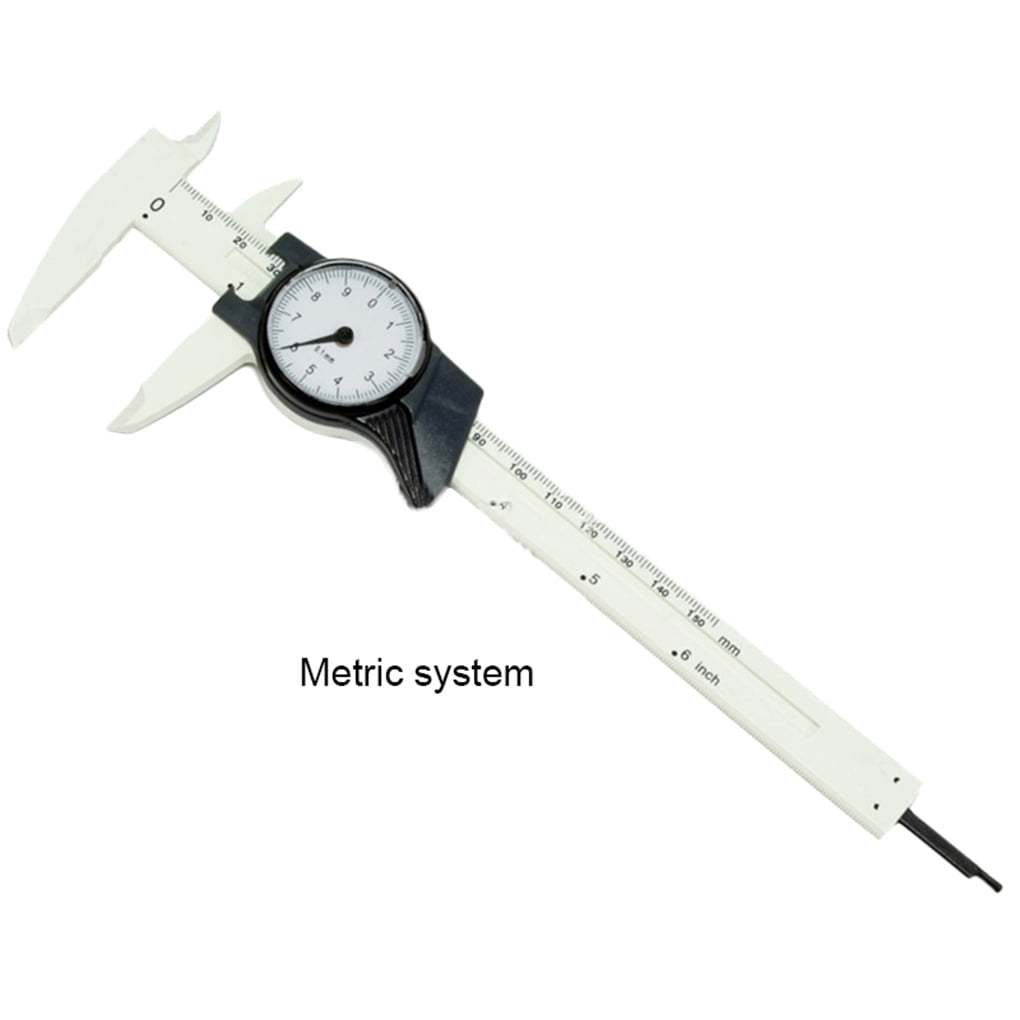 White Dial Calipers 150mm Plastic Dial Vernier Caliper Ruler Gauge