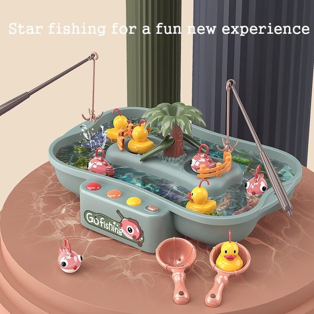 Magnetic Fishing Toy Music Electric Circulation Fishing Duck Fishing Platform Water Play Game Toys for Kids Gift heqiyong toy