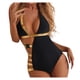 thumbnail image 1 of Gibobby Trajes de Baño para Mujer Traje de baño Cintura Una pieza Rayas Recorte Bronceado Bikini Trajes de baño para mujer Una pieza(Negro,G), 1 of 5