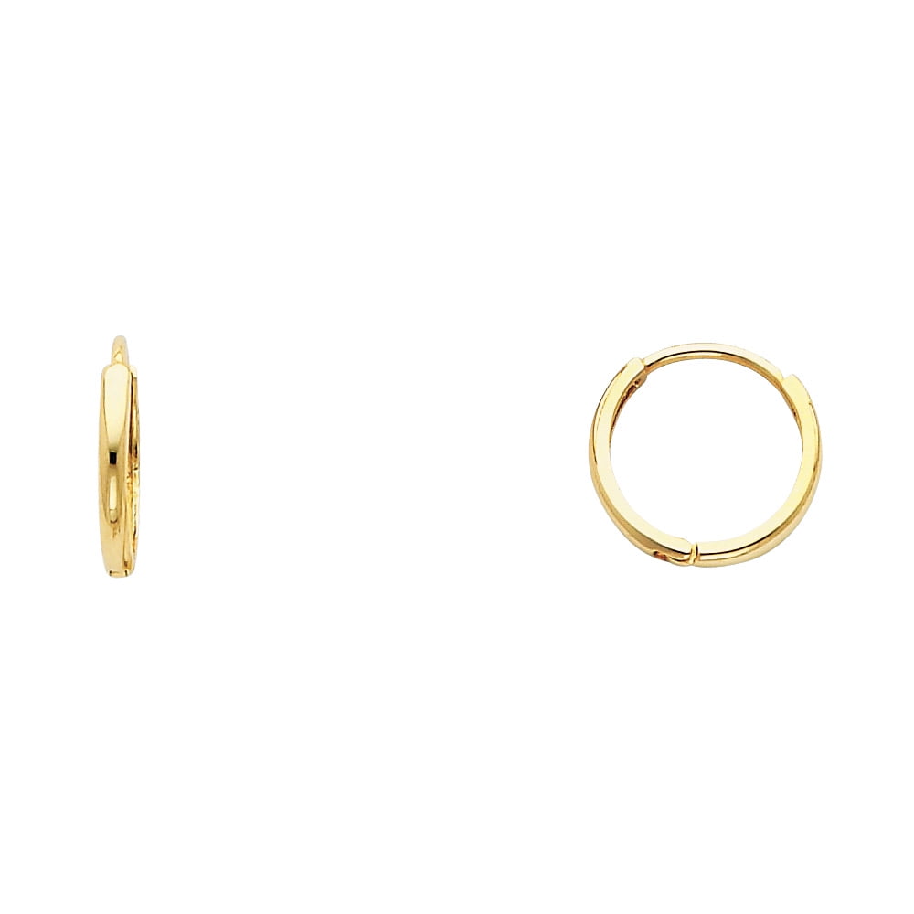 16mm 0.6" 14k Yellow Gold 3mm Thick Small Hoop Earrings 