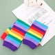 thumbnail image 4 of 2 pares de calcetines hasta la rodilla con estampado colorido de rayas para cosplay, color arcoíris, para disfrazarse, 4 of 7
