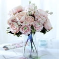 thumbnail image 2 of Ramo de flores artificiales de rosas de seda blanca, decoración del hogar for bodas, arreglo de flores de peonía falsa, 2 of 7