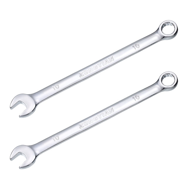 Lot de 2 Clé Combinée 10mm avec Extrémité de Boîte Décalée à 12 Points et Extrémité Ouverte Inclinée