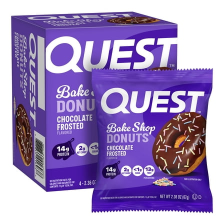 Quest Bake Shop, Chocolate Frosted Donut, Protein Snack, Low Sugar, 4 Count