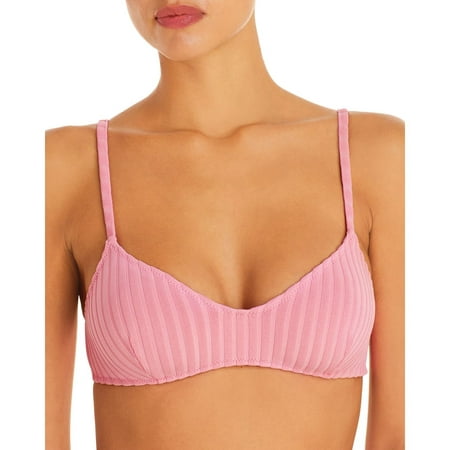 Solid & Striped The Rachel Ribbed Bikini Top  Pink  Large
