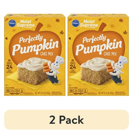 (2 pack) Pillsbury Moist Supreme Premium Perfectly Pumpkin Cake Mix, 15.25 Oz Box