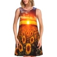 thumbnail image 1 of Fotbe Sunset Golden Sunflower Field Vestido de Verano sin Mangas para Mujer – Vestido Midi Línea A, Estilo Camiseta Floral, Vestido Playero Casual y Fluido, 1 of 7
