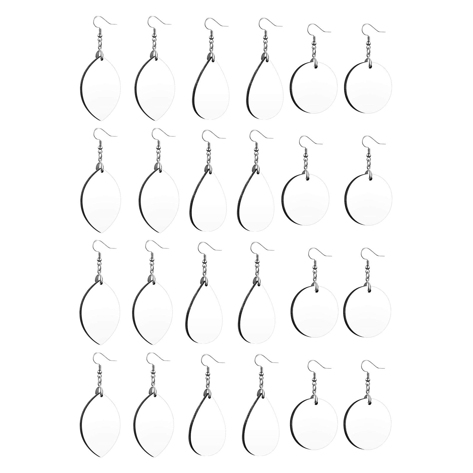 DIY Sublimation Earring Blanks Kit - 10 Pairs MDF Rectangle Pendants With Hooks & Storage Box