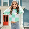 thumbnail image 4 of Spazoro Girls Swearshirts, Hooded Long Sleeve Plaid Fall Winter Casual Pullover Tops for Girls Green Size 5 T, 4 of 5