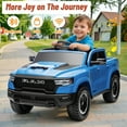 thumbnail image 5 of Hugrove 12V Ride on Car Toys with Remote Control, Ram 1500 Electric Car for Kids with Bluetooth, USB/MP3 Player, LED Light, Battery Powered Vehicles for Toddler Boys Girls 3-6 Years, Blue, 5 of 9