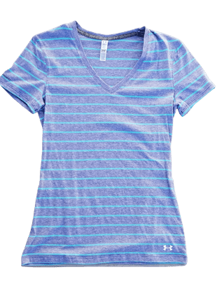 Under Armour Women's Tri-Blend Striped V-Neck Fitted T Shirt Size