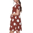 thumbnail image 2 of Fotbe Maroon And White Polka Dot Pattern Dress Casual Womens Fashion Short Sleeve Maxi Dress T Shirt Dress Striped Long Color Block Maxi Dress, 2 of 6