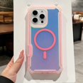 thumbnail image 4 of For iPhone 16 Pro Magnetic Case Chameleon Anti Drop TPU + PC Phone Cover - Transparent Blue Green, 4 of 5