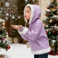 thumbnail image 6 of Ulanda Kids Boys Santa Hoodie Fleece Sherpa Lined White Fur Santa Claus Xmas Pullover Tops with Pocket (Purple, 12-13 Years), 6 of 9