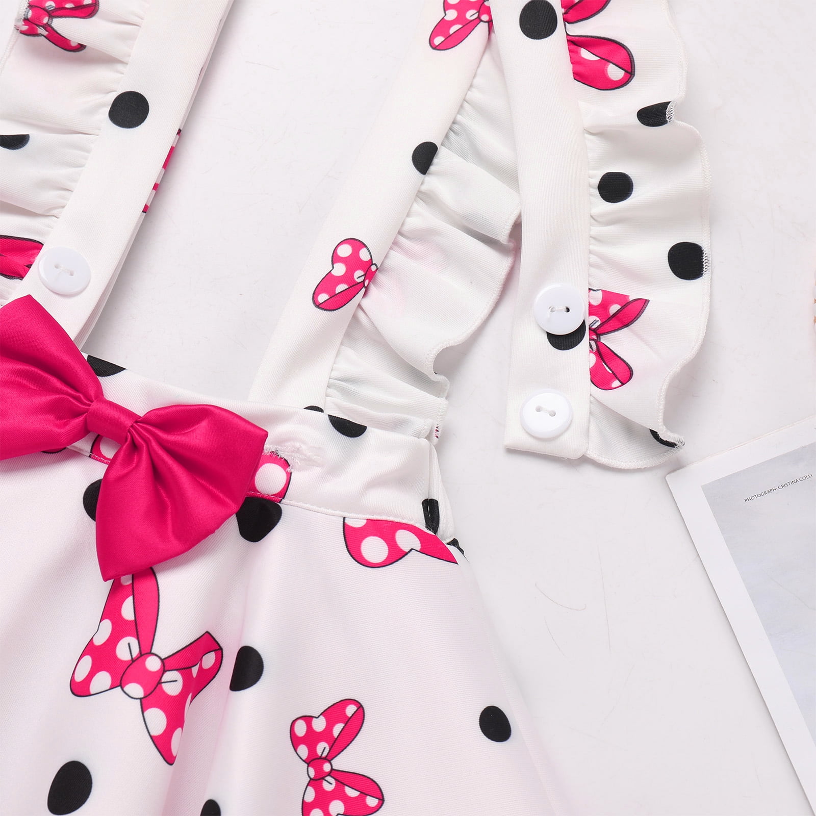 IBTOM CASTLE Toddler Baby Girls Mouse Birthday Outfit Short Sleeve Pullover T-shirt Suspender Skirt with Headband Cake Smash Casual Outfits 3-4 Years Black + Hot Pink