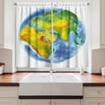 thumbnail image 2 of Ambesonne Earth Kitchen Curtains, Globe of Earth Watercolors, 55"x39", Pale Blue Green Yellow, 2 of 3