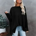 thumbnail image 2 of Besolor Womens Long Sleeve Shirt Trendy off Shoulder Oversized Knit Tunic Tops Casual Loose Soft Pullove Fall Blouses, 2 of 5