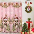 thumbnail image 5 of Shower Curtain 72"W x 84"L Merry Christmas Xmas Tree Deer Snowflake Pink Fabric Shower Curtains Set with Hooks Water Repellent Bathroom Curtains Machine Washable Bathroom Accessories, 5 of 9