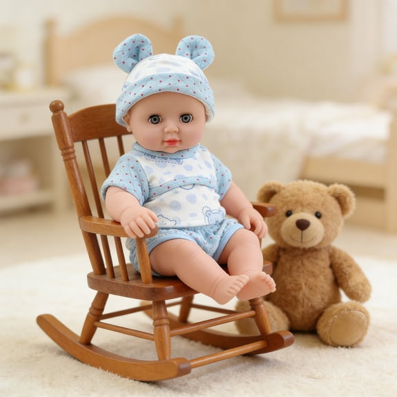 Loespoir 12 Inchs Doll With Accessories Set, Soft Dolls for 3  Year Old Girls, Boy Toys for Birthday Gift, for Pretend Play, Kids Room, Interactive Toy, Can Make Sounds(B)