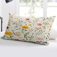 thumbnail image 5 of Beige Farmhouse Floral Throw Pillow Cover 12 x 20 Inch Decorative Pillow Cover Spring Summer Botanical Lumbar Pillowcase Seasonal Rectangle Cushion Case for Couch Sofa Bed Living Room, 5 of 7
