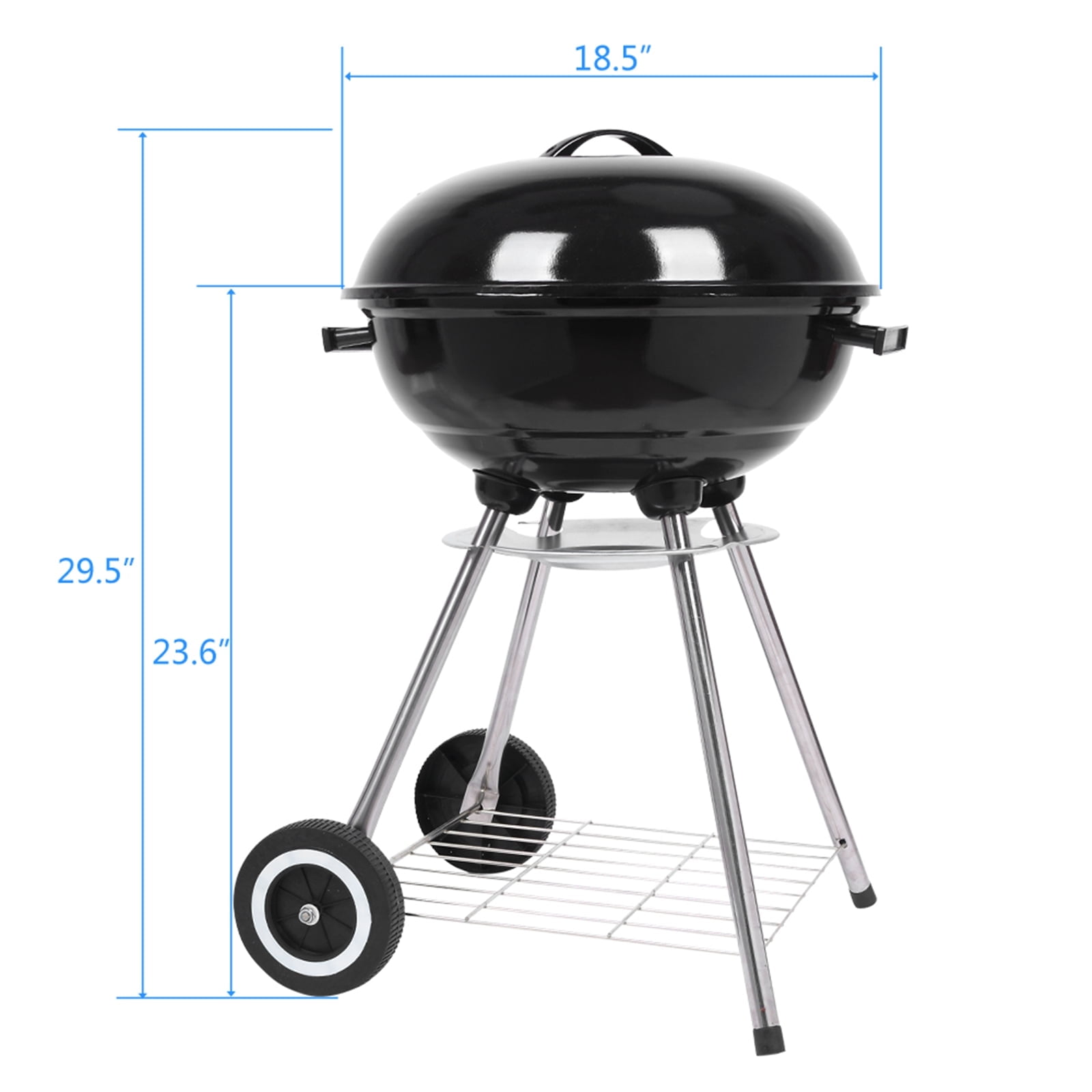 FENGFAN 18 Inch Enamel Charcoal Grill, Portable Apple BBQ Stove with Wheels for Outdoor Camping Backyard