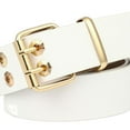 thumbnail image 6 of Double Grommet PU Leather Belt for Women/Men Punk Metal Jean Belt, Wide 1.5, 6 of 10