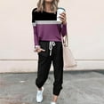 thumbnail image 2 of Awdenio Sweatsuit For Women 2 Piece Outfits Colorblock Print Long Sleeve Round Neck Tops Casual Darstring Pants Jogger Lounge Set, 2 of 5