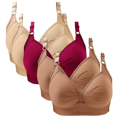 Weikingp Bras for Women  Women Sexy Lace Back Button Shaping Cup Adjustable Shoulder Strap Large Size Bra Womens Underwear Sexy Underwear for Women Clearance Red Xl/42