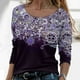 thumbnail image 2 of Moda mujer Casual impresión cuello redondo manga larga suelta camiseta otoño blusa pulóver Tops Pompotops  FGAJ6202, 2 of 5