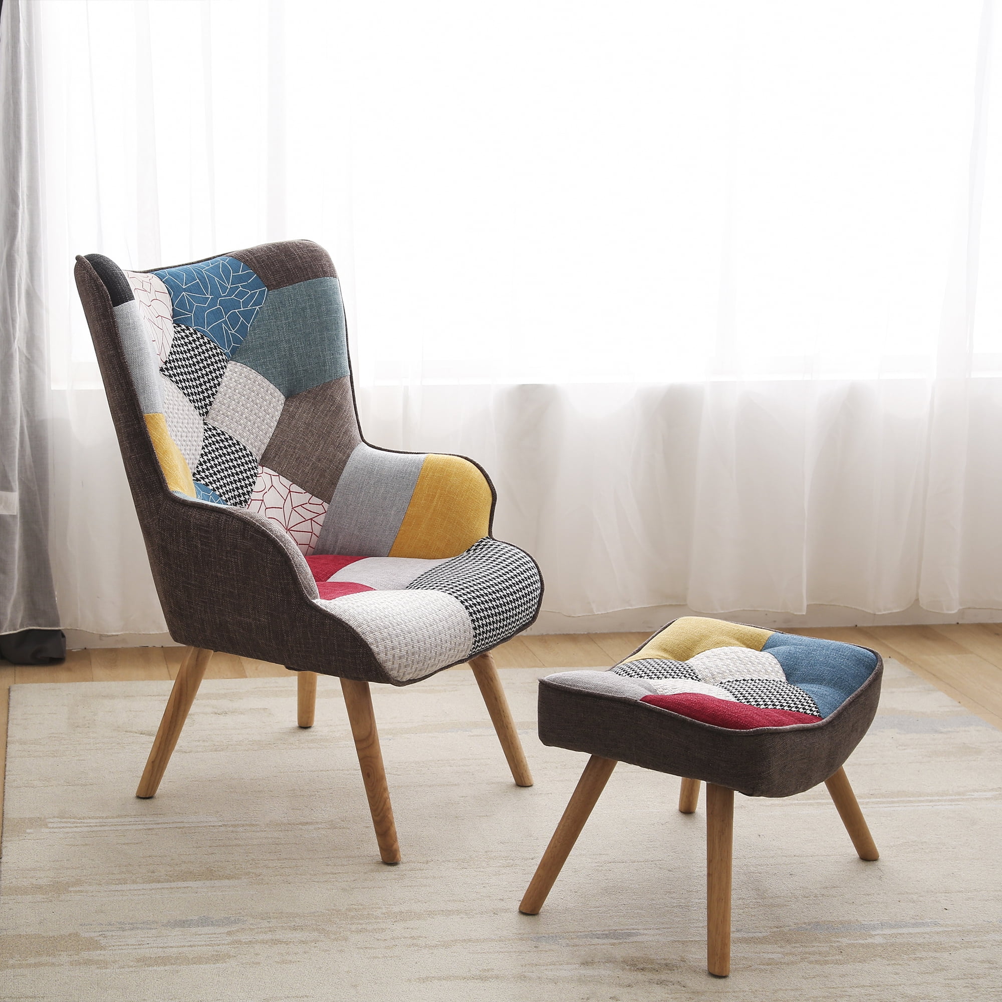 Resenkos Accent Chairs and Ottoman, Reading Chair for Bedroom