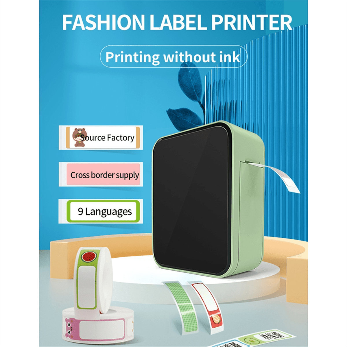 P15 Wireless Bluetooth Thermal Label Printer Mini Portable Adhesive Label Maker Fast Printing Green,1 Roll x Gift Label 1 x Label Printer,Green