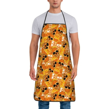 

Junzan Skulls Print Kitchen Cooking Aprons Chef Apron for Men and Women Professional for Cooking Bib Aprons for Kitchen/Crafting/BBQ/Drawing