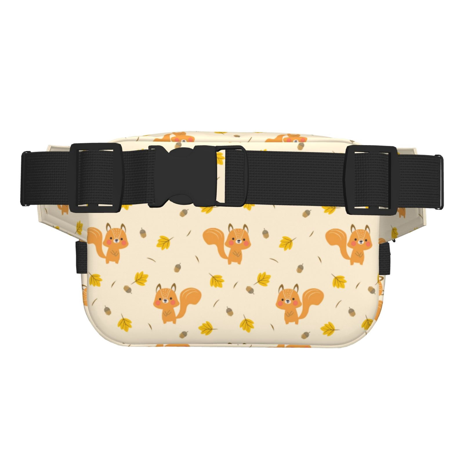 Picia Squirrel And Leaves Print Square Double-Layer Waist Bag Mini Adjustable Waist Belt Bag Exercise Running Travel Hiking