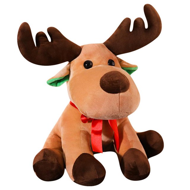 Animales De Navidad De 9,8 Pulgadas, Juguete De Peluche De Alce De Peluche Con Regalo De Bufanda Roja Para Niños Eigraketly HA039192-00
