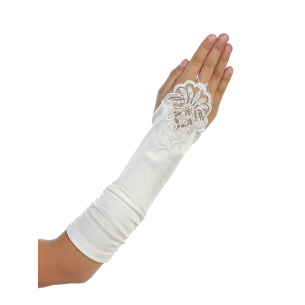 Tip Top Kids - Girls Red Floral Embroidery Fingerless Long Special Occasion  Gloves - Walmart.com - Walmart.com