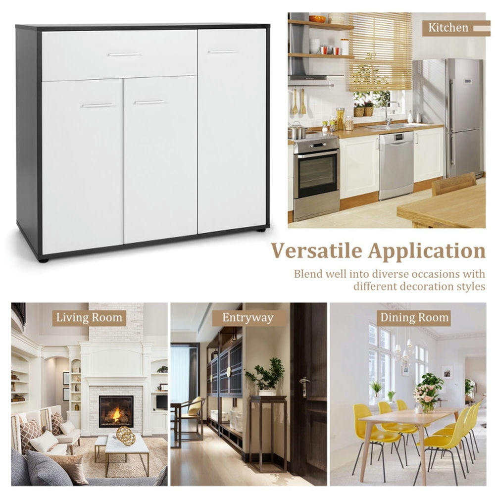 Finihen Kitchen Storage Cabinet, Buffet Sideboard, Buffet Sideboard Storage Cabinet with Spacious Table Top, for Dining Room, Kitchen, Living Room, White Finihen Kitchen Storage Cabinet, Buffet Sideboard, Buffet Sideboard Storage Cabinet with Spacious Table Top, for Dining Room, Kitchen, Living Room, White