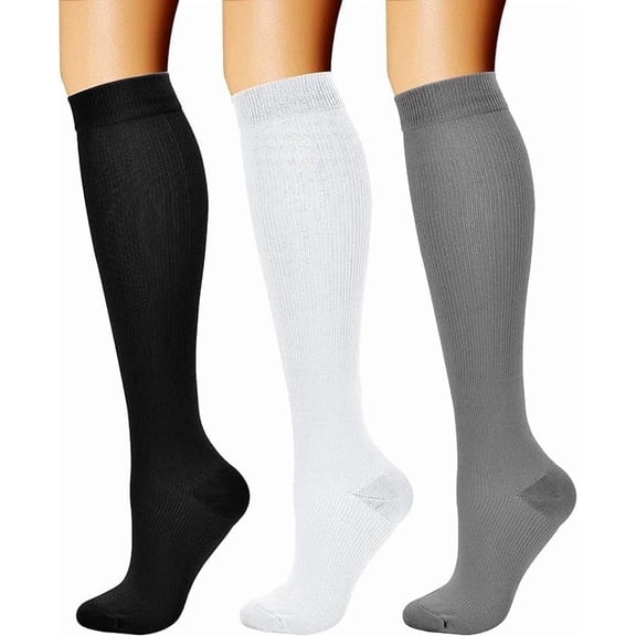 Compression Socks for Women & Men Knee High (3 Pairs) 15-20 mmHg is Best Support for Athletic Running Cycling
