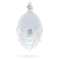 thumbnail image 3 of White Pearls on Frozen Glass Egg Christmas Ornament 4 Inches, 3 of 5