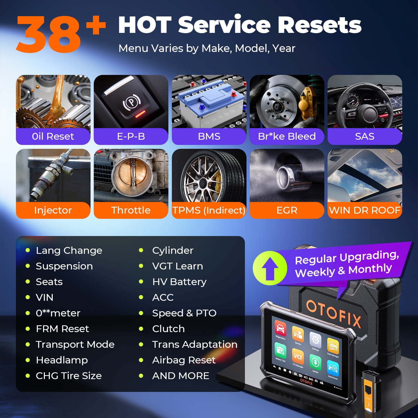 OTOFIX D1 Lite 7" Bidirectional Scan Tool with 2-Year Updates, Newest All System Automotive Diagnostic Scanner, 38+ Reset Services
