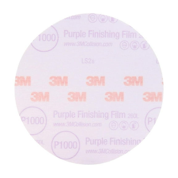 3M Hookit Purple Finishing Film Abrasive Disc 30669, 6 in, 1000  Grade, 50 Pack, Clear Coat Sanding, Paint Finishing, Defect Removal, Long Lasting