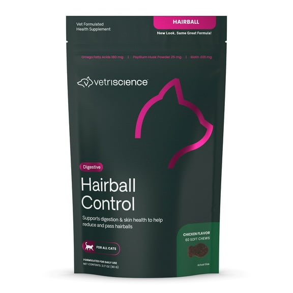 VetriScience Hairball Care Supplements, for Cats Chicken Liver, 60 Chews