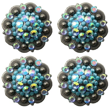 Lot De 6 Conchos Ronds Pour Selle Western - Pierres Rouges, Fabriqués En Inde, Neufs