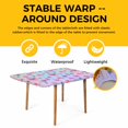 thumbnail image 4 of Spring Floral Table Cloths for 4 Foot Rectangle Tables, Purple Pink Blue Flower Summer Botanical Patio Waterproof Elastic Fitted Tablecloths, Washable Rectangular Table Cover for Camping, 4 of 8