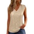 thumbnail image 2 of Endives Womens Tnak Top V Neck Sequin Sleeveless Tops Elastic Sparkly Tank Top For Women, 2 of 4